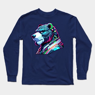 Cyberpunk Neon Furry Anthro Bear Long Sleeve T-Shirt